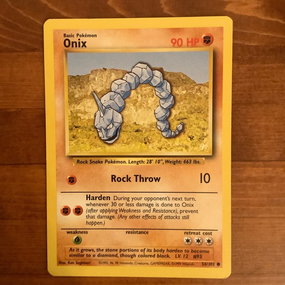 Basic Pokémon Trading Card
Pokemon Original Onix Card